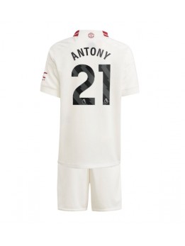 Billige Manchester United Antony #21 Tredjedraktsett Barn 2023-24 Kortermet (+ Korte bukser)